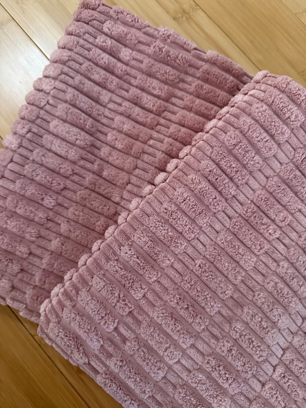Set 2 Euro Shams Rose Blush Pink Corduroy Super Soft Boho 24 x 24 PIllow Covers